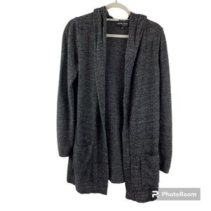 Barefoot Dreams Gray/Black CozyChic Ultra Lite Hooded Cardigan Sweater